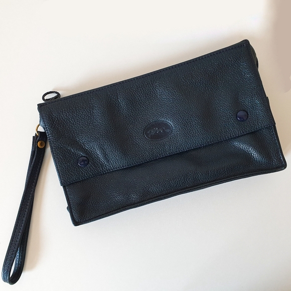 Longchamp Vintage All Leather Clutch in Navy Blue - Picture 2 of 8